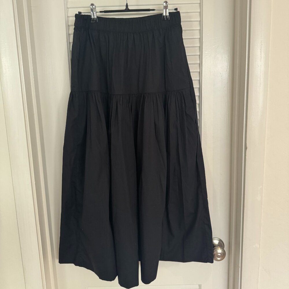 Abercrombie & Fitch Women's Black Poplin Midi Skirt - Small